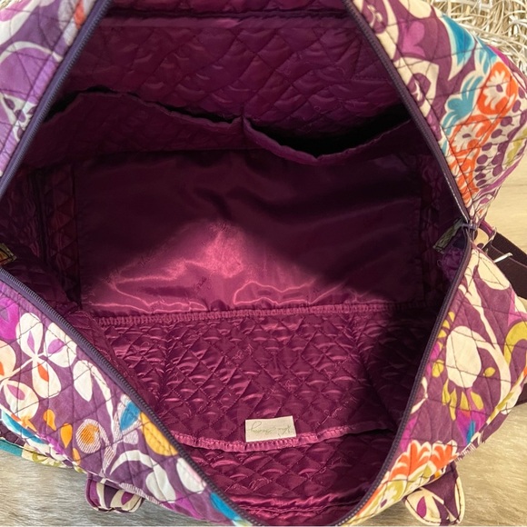 VERA BRADLEY Plum Crazy 2013 Weekender Bag Purple Blue Orange Y2K Travel Quilted - Picture 15 of 17